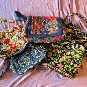 Vera Bradley Red and Blue Crossbody Bags with Floral Patterns